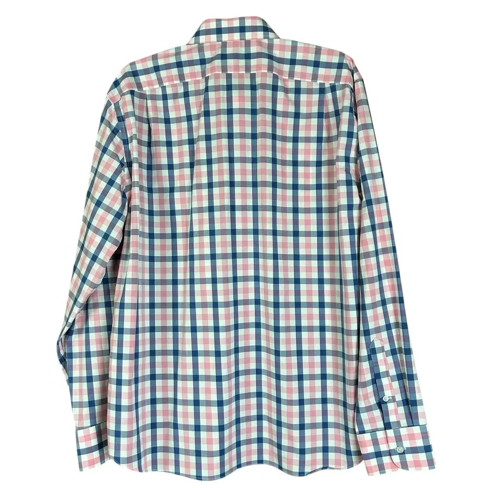 J.Crew Shirt Men Size XL Slim Fit Light Blue Pink Check Classic Preppy Button Up